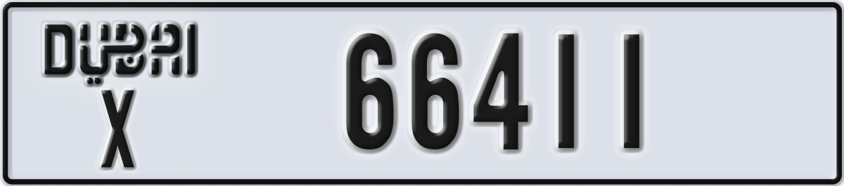 dubai License Plate Number 66411 Code X