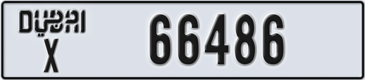 dubai License Plate Number 66486 Code X