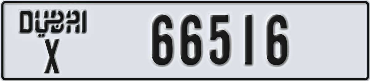 dubai License Plate Number 66516 Code X