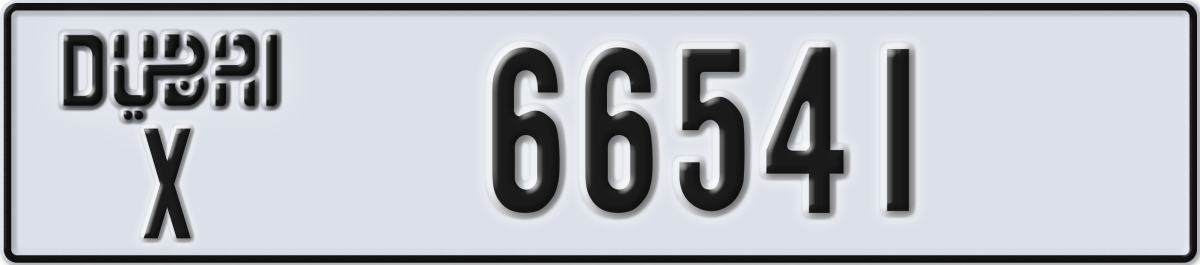 dubai License Plate Number 66541 Code X