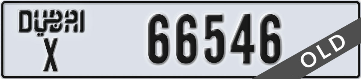 dubai License Plate Number 66546 Code X