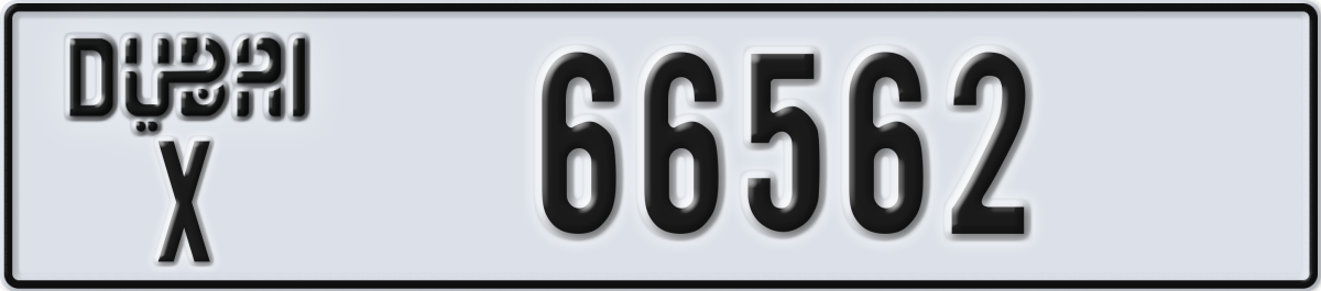 dubai License Plate Number 66562 Code X