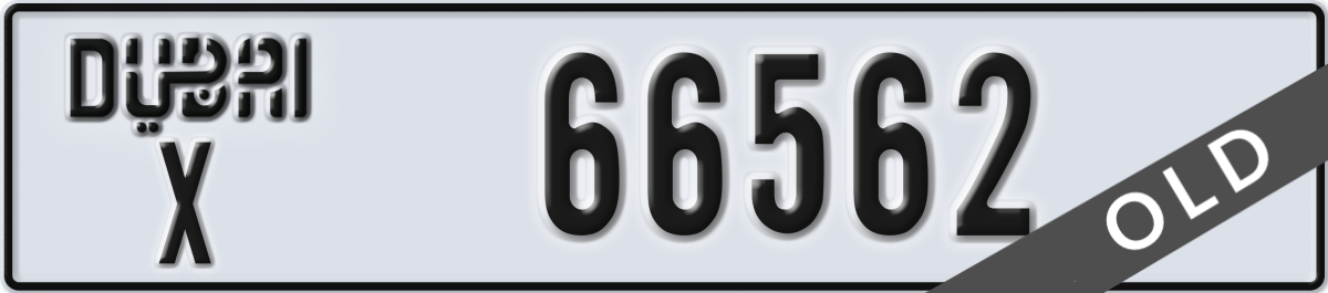 dubai License Plate Number 66562 Code X