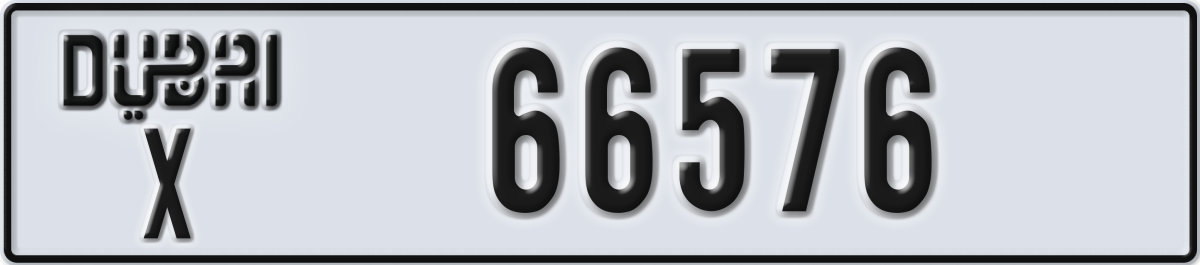 dubai License Plate Number 66576 Code X
