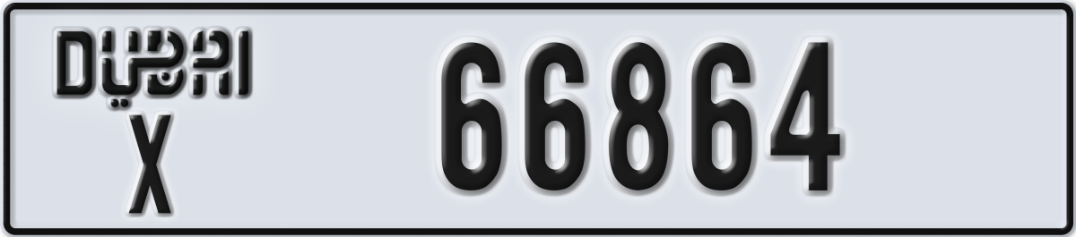 dubai License Plate Number 66864 Code X