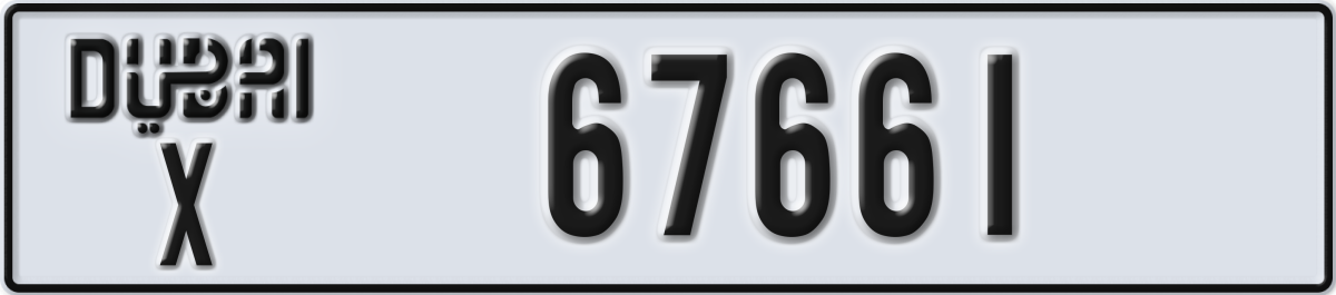 dubai License Plate Number 67661 Code X