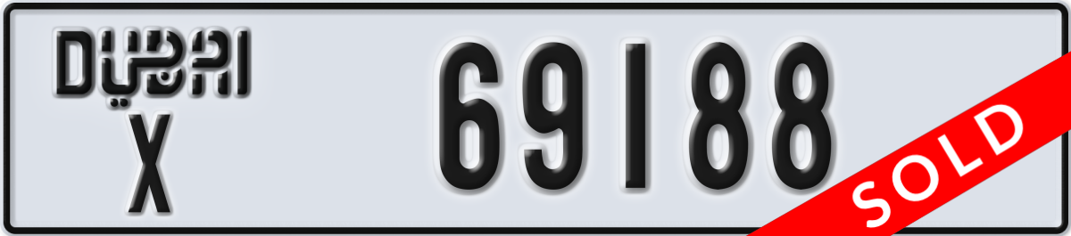 dubai License Plate Number 69188 Code X