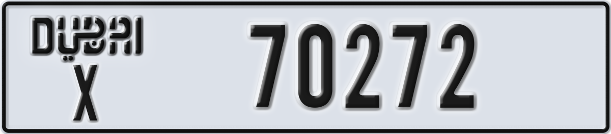 dubai License Plate Number 70272 Code X