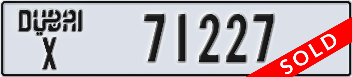 dubai License Plate Number 71227 Code X