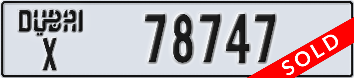 dubai License Plate Number 78747 Code X