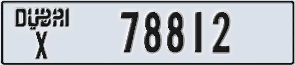 dubai License Plate Number 78812 Code X