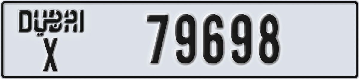 dubai License Plate Number 79698 Code X