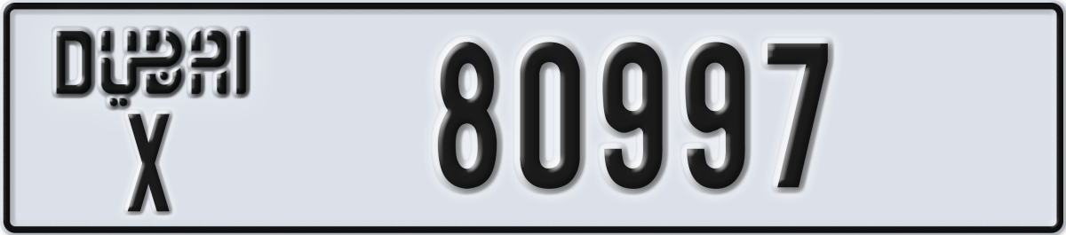 dubai License Plate Number 80997 Code X