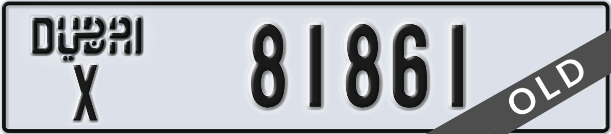 dubai License Plate Number 81861 Code X