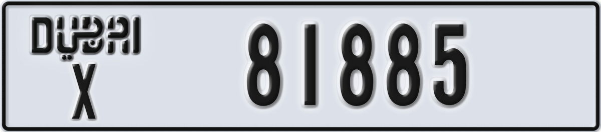 dubai License Plate Number 81885 Code X