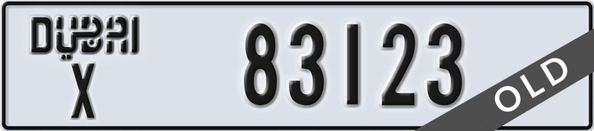 dubai License Plate Number 83123 Code X