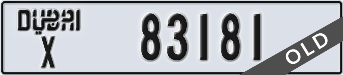 dubai License Plate Number 83181 Code X