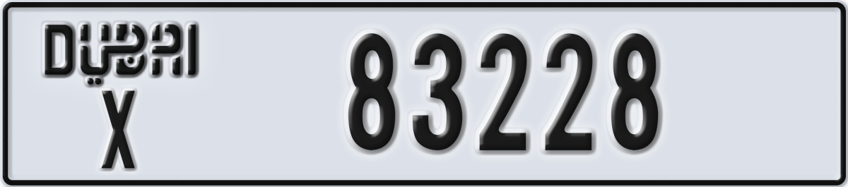dubai License Plate Number 83228 Code X