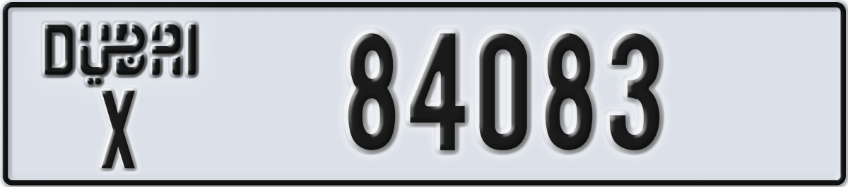 dubai License Plate Number 84083 Code X