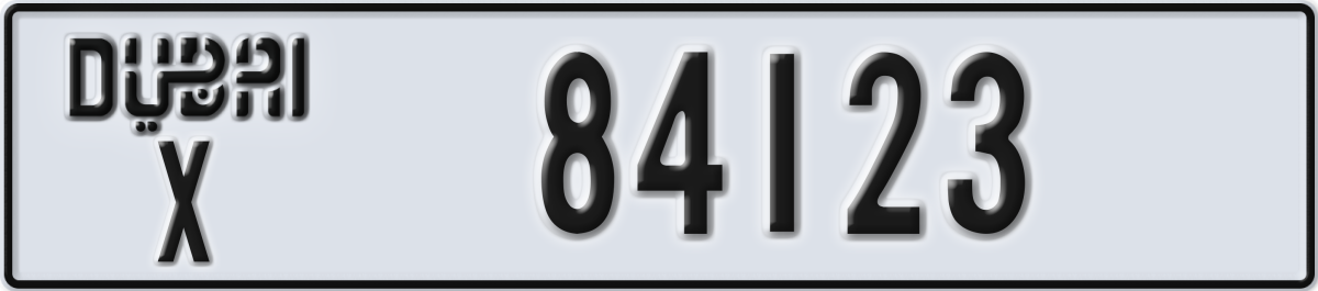 dubai License Plate Number 84123 Code X