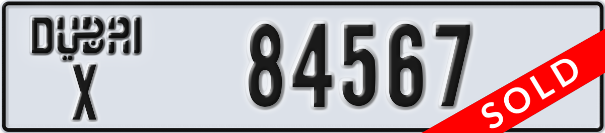 dubai License Plate Number 84567 Code X