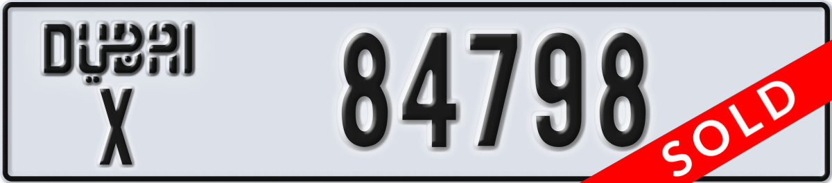 dubai License Plate Number 84798 Code X