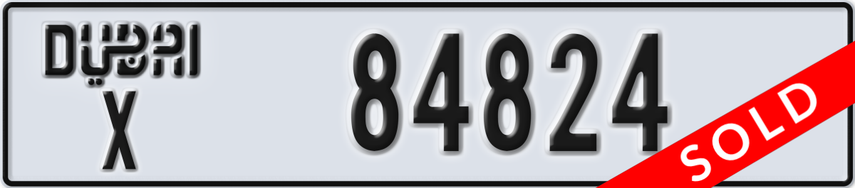 dubai License Plate Number 84824 Code X