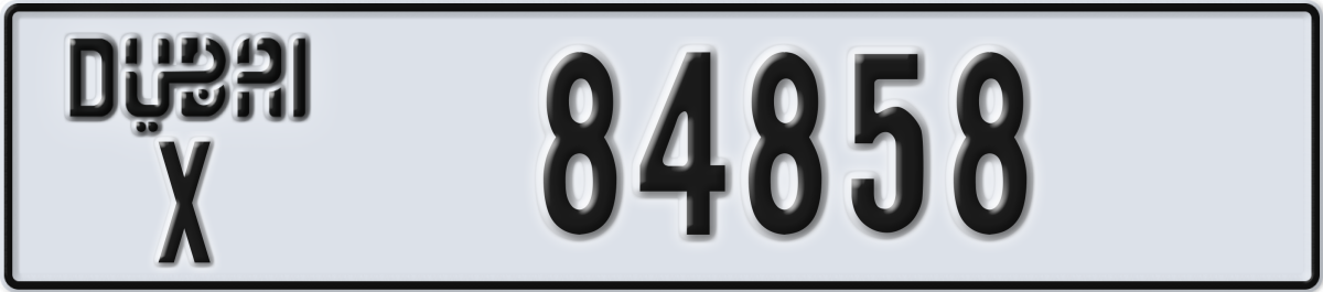 dubai License Plate Number 84858 Code X