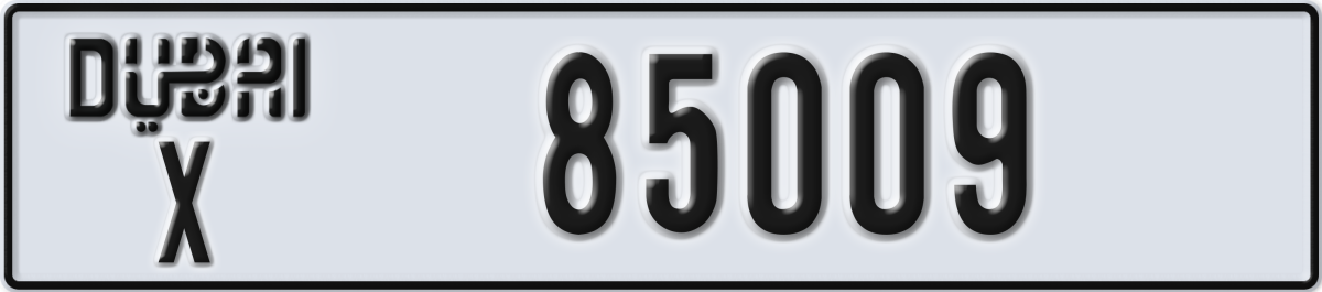 dubai License Plate Number 85009 Code X