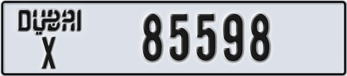 dubai License Plate Number 85598 Code X