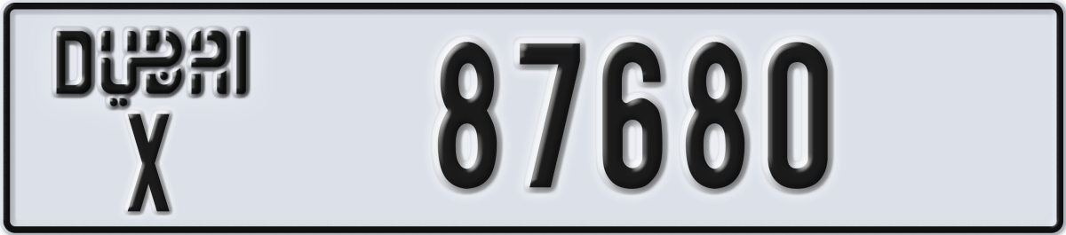 dubai License Plate Number 87680 Code X