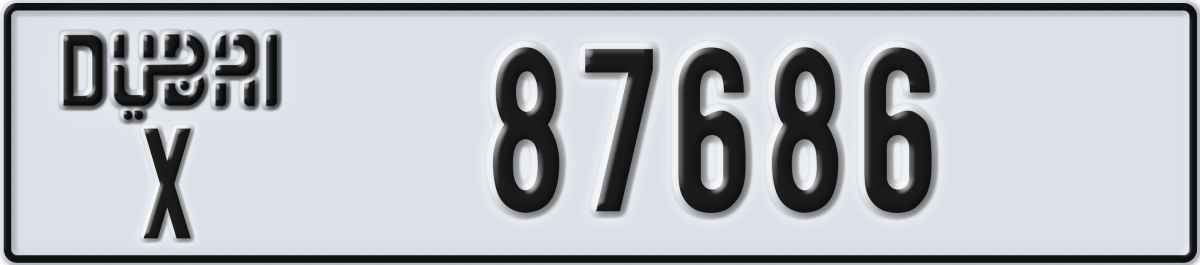 dubai License Plate Number 87686 Code X