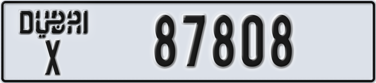 dubai License Plate Number 87808 Code X