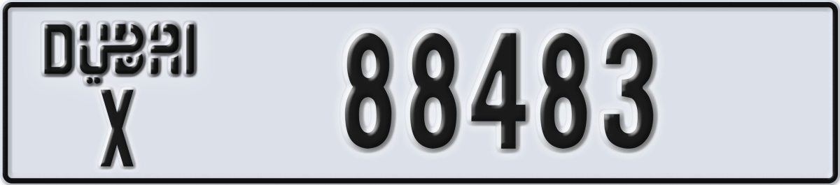 dubai License Plate Number 88483 Code X