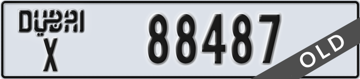 dubai License Plate Number 88487 Code X