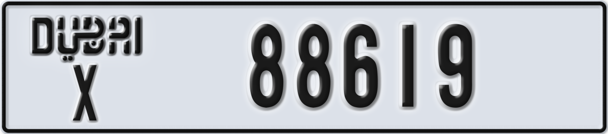 dubai License Plate Number 88698 Code X