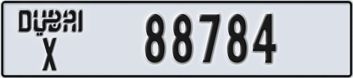 dubai License Plate Number 88784 Code X