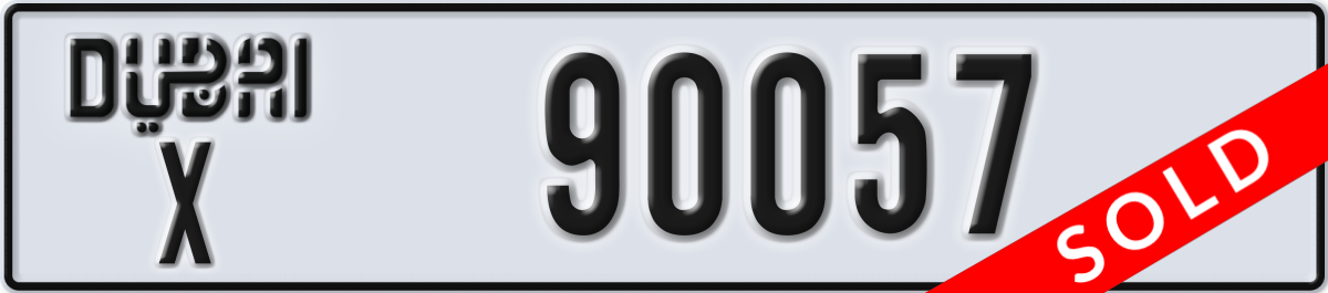 dubai License Plate Number 90057 Code X