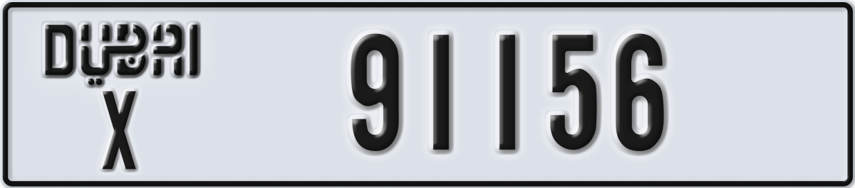 dubai License Plate Number 91156 Code X