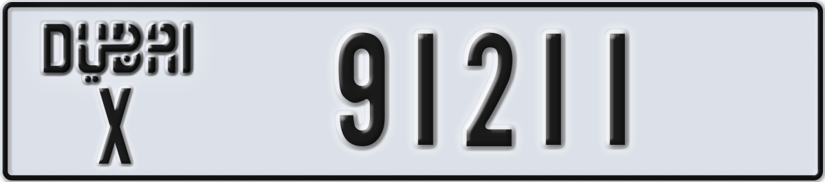 dubai License Plate Number 91211 Code X