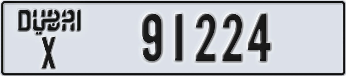 dubai License Plate Number 91224 Code X
