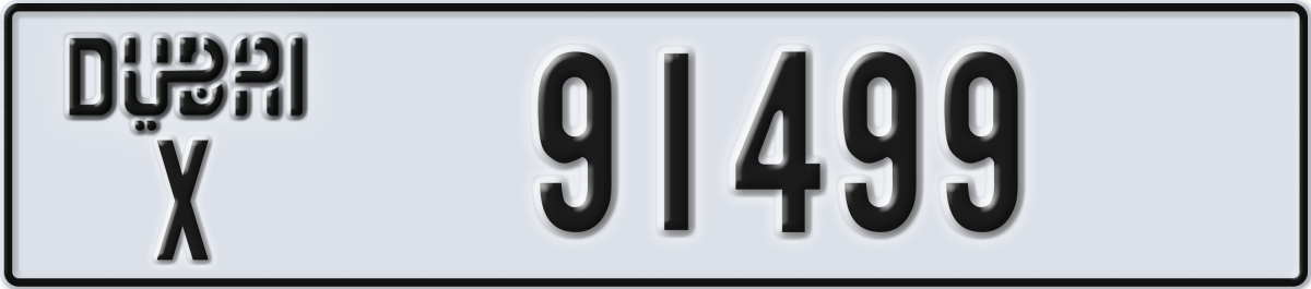 dubai License Plate Number 91499 Code X