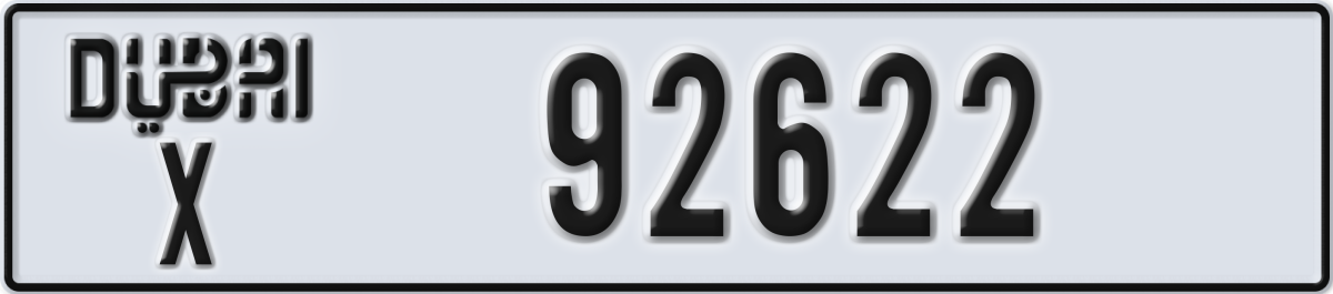 dubai License Plate Number 92622 Code X