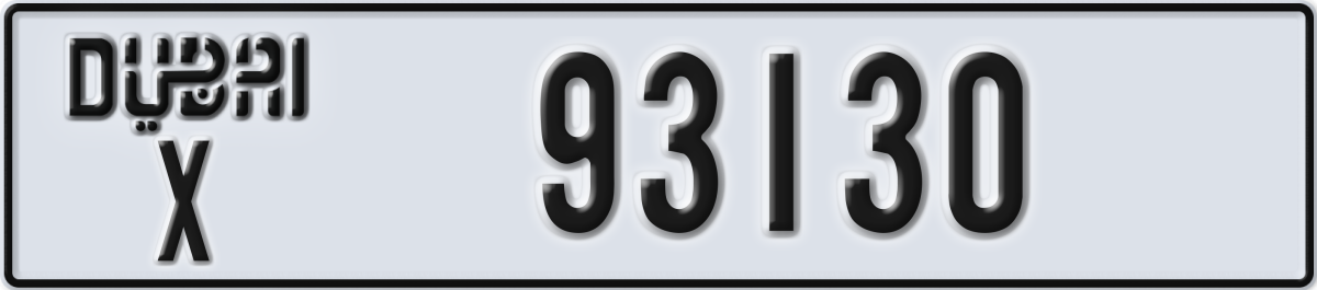 dubai License Plate Number 93130 Code X