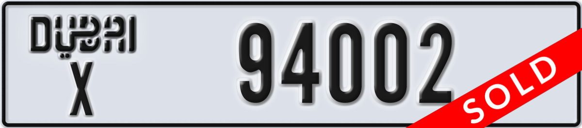 dubai License Plate Number 94002 Code X