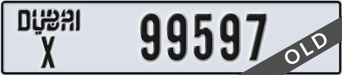 dubai License Plate Number 99597 Code X
