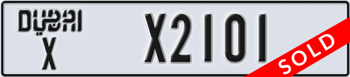 dubai License Plate Number X2101 Code X