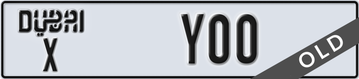 dubai License Plate Number Y00 Code X