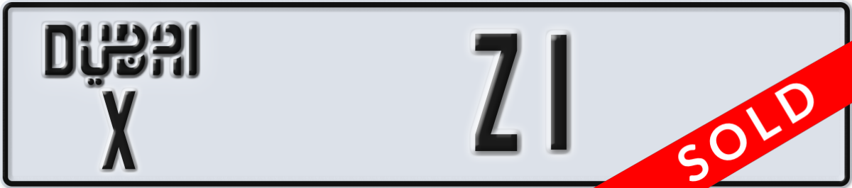 dubai License Plate Number Z1 Code X