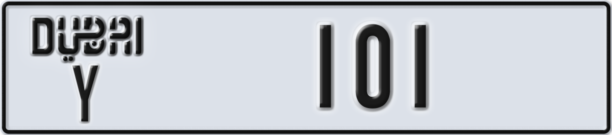 dubai License Plate Number 101 Code Y